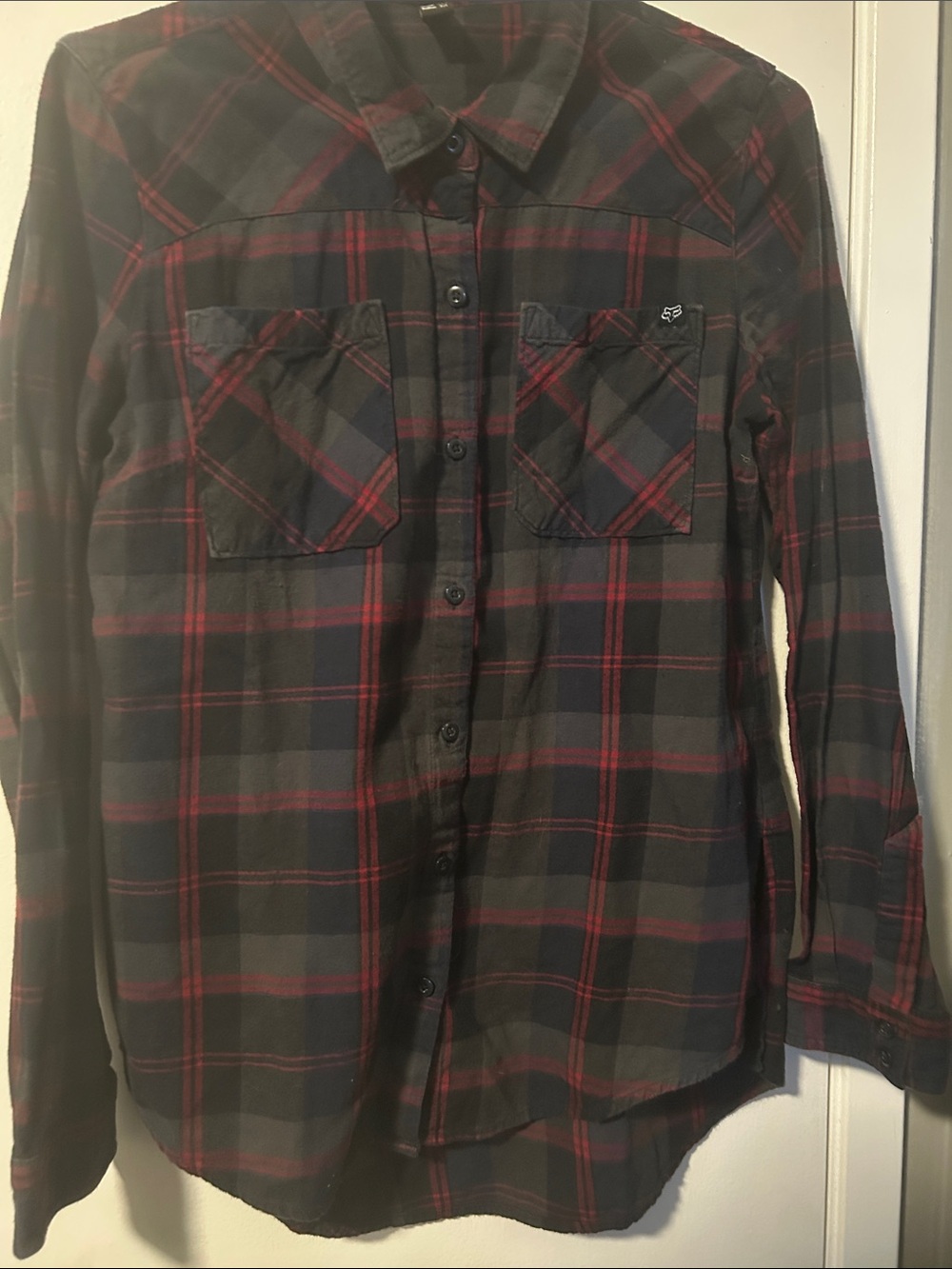 Fox Red and Black Plaid Button-Down Women's Shirt